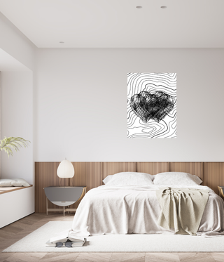 Three Combined Abstract Black & White Heart Wall Art