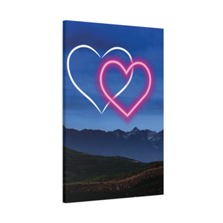 Two Hearts Above Mountain Canvas