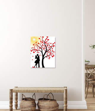 Kissing Couple Under Love Tree Wall Art