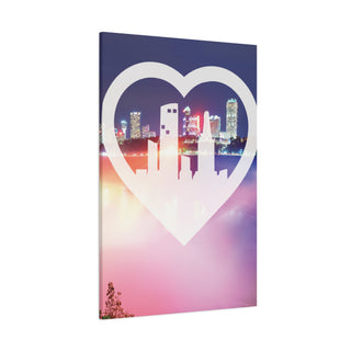 Pink Waterfall Heart Canvas