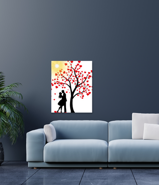 Kissing Couple Under Love Tree Wall Art