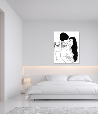 Couple Hugging Black & White Wall Art