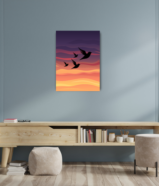 Four Flying Birds Wall Canvas