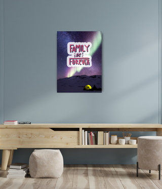 Family Forever Mountain Nighttime Wall Canvas