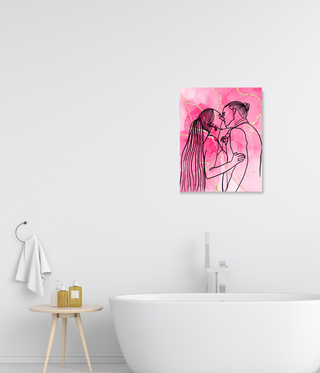 Romantic Couple Pink Abstract Wall Art