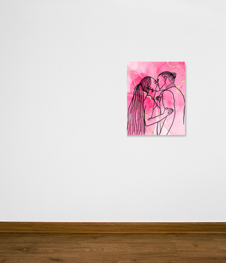 Romantic Couple Pink Abstract Wall Art