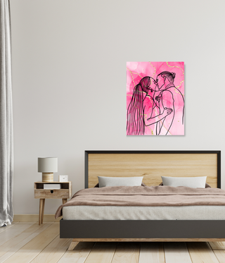 Romantic Couple Pink Abstract Wall Art