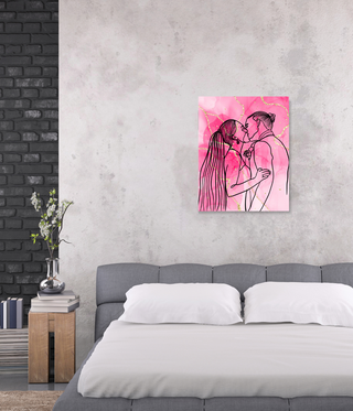 Romantic Couple Pink Abstract Wall Art