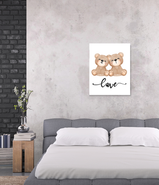 Two Love Combine Teddy Bears Wall Art