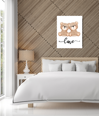 Two Love Combine Teddy Bears Wall Art