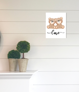 Two Love Combine Teddy Bears Wall Art