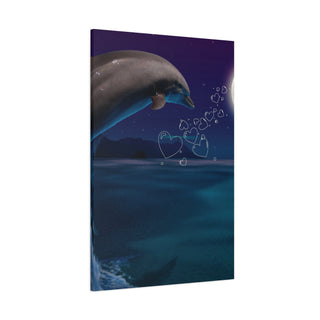 Nighttime Leaping Dolphin Wall Canvas