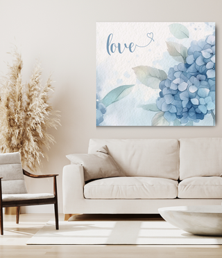 Blue Love Flower Abstract Wall Art