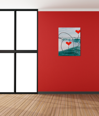 Rocky Ocean Canvas with a Heart of Red