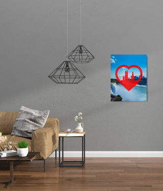 Red City Heart Waterfall Canvas