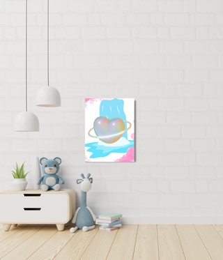 Beautiful Light Blue Waterfall Heart Canvas