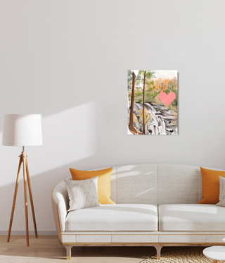 Waterfall Love Hearts Abstract Wall Canvas