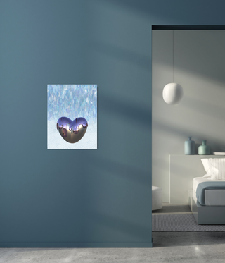 Abstract Silver Purple Dripping Heart Canvas