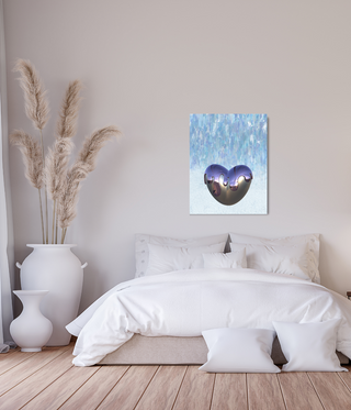 Abstract Silver Purple Dripping Heart Canvas