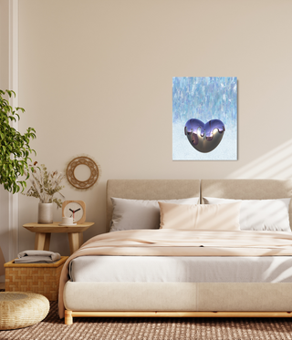 Abstract Silver Purple Dripping Heart Canvas