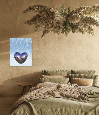 Abstract Silver Purple Dripping Heart Canvas