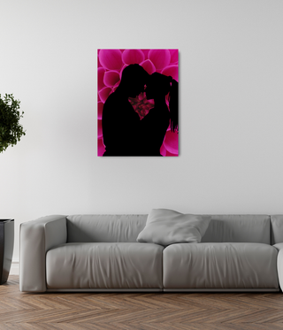 Couple Kissing Over Flower Wall Art