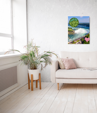 Happy Earth Day Huge Beautiful Waterfall Wall Canvas