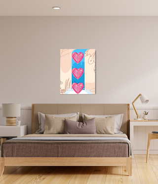 Three Pink Heart Abstract Wall Canvas