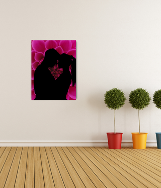 Couple Kissing Over Flower Wall Art