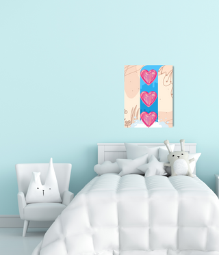 Three Pink Heart Abstract Wall Canvas