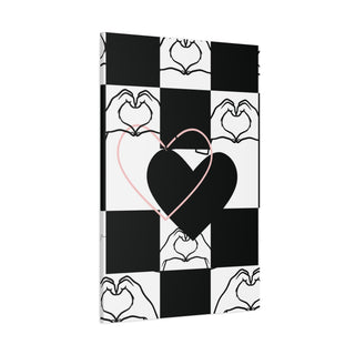 Black & White Stripes With Heart Canvas