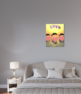 Three Love Jumping Dolphins Wall Art