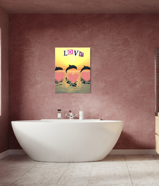 Three Love Jumping Dolphins Wall Art