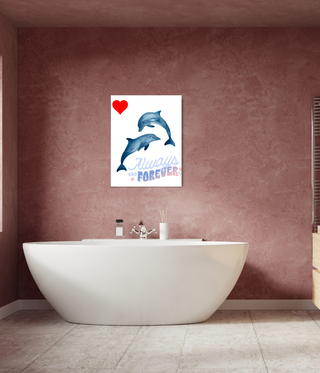 Two Dolphins Joined in Love Wall Canvas