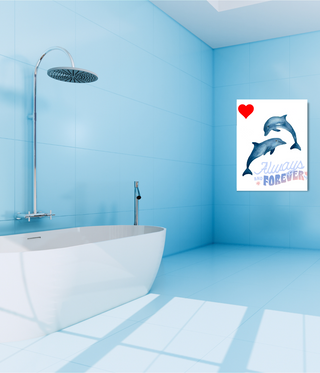 Two Dolphins Joined in Love Wall Canvas