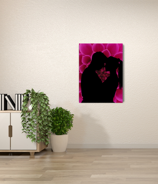 Couple Kissing Over Flower Wall Art