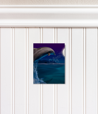 Nighttime Leaping Dolphin Wall Canvas