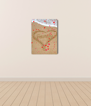 Floating Love Hearts On Beach Wall Canvas