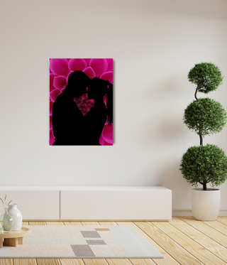 Couple Kissing Over Flower Wall Art