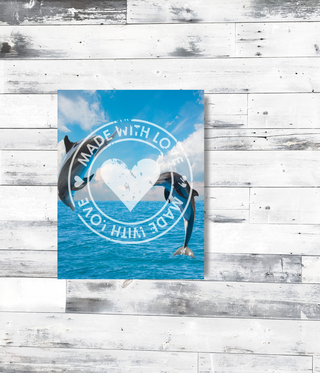 Made With Love 2 Leaping Dolphins Wall Canvas