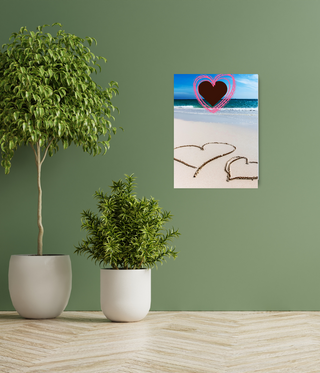 Heart Carved in Sand Beach Wall Canvas