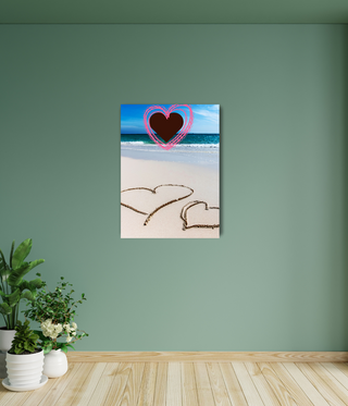 Heart Carved in Sand Beach Wall Canvas