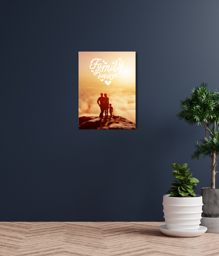 Family Standing Above Mountain Canvas