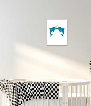 Two Blue Leaping Dolphins Wall Art