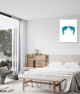 Two Blue Leaping Dolphins Wall Art