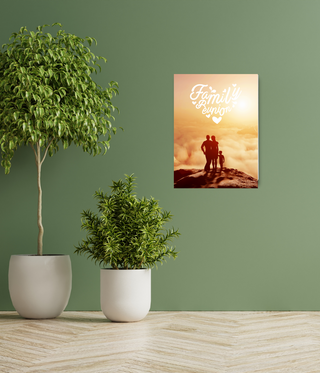 Family Standing Above Mountain Canvas