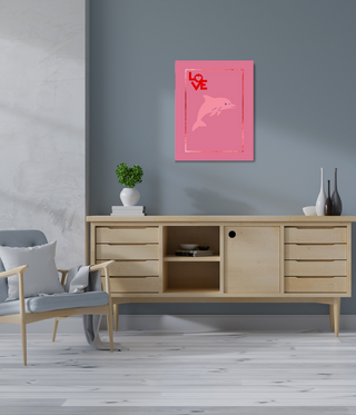 Leaping Pink Dolphin Canvas