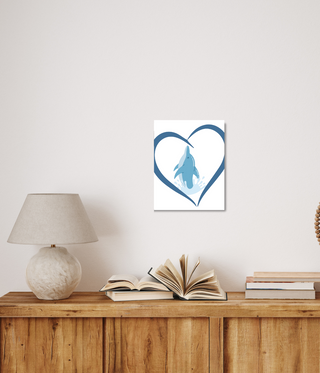 Blue Heart Blue Leaping Dolphin Canvas