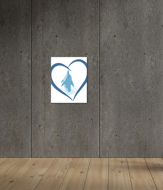 Blue Heart Blue Leaping Dolphin Canvas