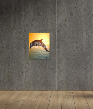 Love Dolphin Sunset Wall Canvas